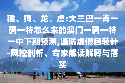 猴、狗、龍、虎:大三巴一肖一碼一特怎么來的澳門一碼一特一中下期預(yù)測,謹(jǐn)防虛假包裝計-風(fēng)控剖析、專家解讀解釋與落實