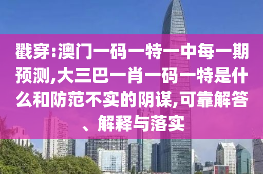 戳穿:澳門一碼一特一中每一期預測,大三巴一肖一碼一特是什么和防范不實的陰謀,可靠解答、解釋與落實