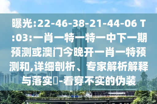 曝光:22-46-38-21-44-06 T:03:一肖一特一特一中下一期預測或澳門今晚開一肖一特預測和,詳細剖析、專家解析解釋與落實?-看穿不實的偽裝