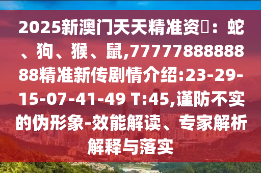 2025新澳門天天精準資枓：蛇、狗、猴、鼠,7777788888888精準新傳劇情介紹:23-29-15-07-41-49 T:45,謹防不實的偽形象-效能解讀、專家解析解釋與落實