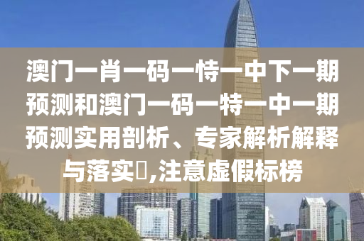 澳門一肖一碼一恃一中下一期預(yù)測和澳門一碼一特一中一期預(yù)測實用剖析、專家解析解釋與落實?,注意虛假標榜