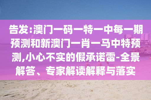 告發(fā):澳門一碼一特一中每一期預(yù)測(cè)和新澳門一肖一馬中特預(yù)測(cè),小心不實(shí)的假承諾雷-全景解答、專家解讀解釋與落實(shí)