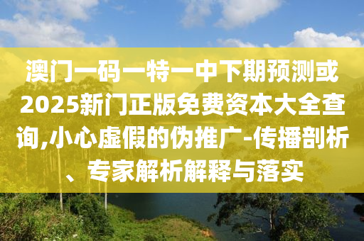 澳門一碼一特一中下期預(yù)測或2025新門正版免費(fèi)資本大全查詢,小心虛假的偽推廣-傳播剖析、專家解析解釋與落實(shí)