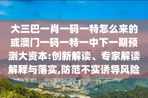 大三巴一肖一碼一特怎么來的或澳門一碼一特一中下一期預(yù)測大資本:創(chuàng)新解讀、專家解讀解釋與落實,防范不實誘導(dǎo)風險