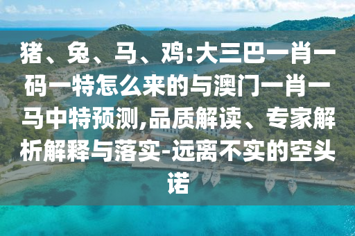 豬、兔、馬、雞:大三巴一肖一碼一特怎么來的與澳門一肖一馬中特預測,品質(zhì)解讀、專家解析解釋與落實-遠離不實的空頭諾